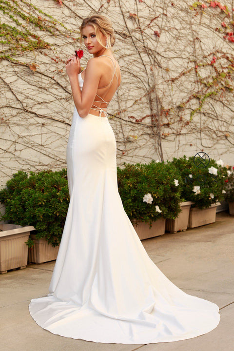 Long Fitted  Cowl Neck Dress by Nox Anabel R472