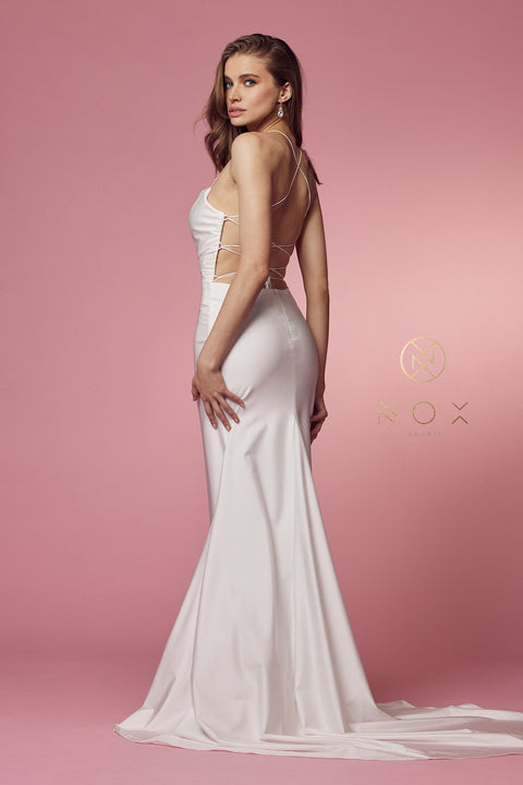 Long Fitted  Cowl Neck Dress by Nox Anabel R472