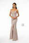Elizabeth K GL1831's Fitted Long Crepe Dress with Glitter and Corset Back