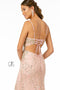 Elizabeth K GL2938's Fitted Long Glitter Dress with Corset Back