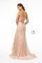Elizabeth K GL2938's Fitted Long Glitter Dress with Corset Back