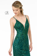 Elizabeth K GL2938's Fitted Long Glitter Dress with Corset Back
