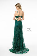 Elizabeth K GL2938's Fitted Long Glitter Dress with Corset Back