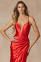 Juliet 299: Long V-Neck Jersey Dress with Fitted Silhouette and Slit