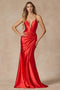 Juliet 299: Long V-Neck Jersey Dress with Fitted Silhouette and Slit