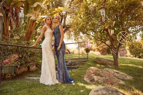 Long Fitted  Lace Applique Sleeveless Dress by Nox Anabel E1006