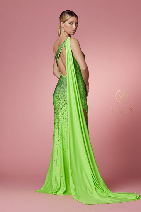One Shoulder Fitted Long Dress by Nox Anabel E1039