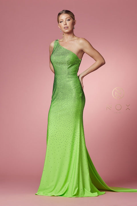 One Shoulder Fitted Long Dress by Nox Anabel E1039