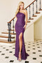 Sleek Sequin One Shoulder Slit Gown - Adora 3121