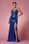 Long Fitted Sequin Slit Dress by Nox Anabel S1016
