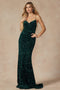 Juliet 2406: Sleeveless Fitted Long Sequin Velvet Dress