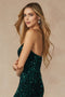 Juliet 2406: Sleeveless Fitted Long Sequin Velvet Dress