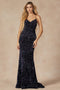 Juliet 2406: Sleeveless Fitted Long Sequin Velvet Dress