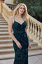 Juliet 2406: Sleeveless Fitted Long Sequin Velvet Dress