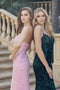 Juliet 2406: Sleeveless Fitted Long Sequin Velvet Dress