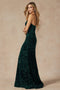 Juliet 2406: Sleeveless Fitted Long Sequin Velvet Dress