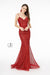 Elizabeth K GL2988: Sleeveless V-Neck Glitter Dress with a Fitted Silhouette