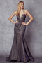 Long Fitted Strappy Back Metallic Dress by Juliet 242