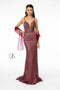 Elizabeth K GL2989: Long Sweetheart Glitter Print Dress with a Fitted Silhouette