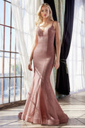 Fitted Glitter Mermaid Gown by Cinderella Divine CB054