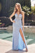 Juliet 289: Fitted Metallic Sequin Gown with Corset and Slit
