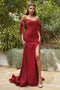 Fitted Off Shoulder Gown by Cinderella Divine CD943