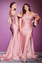 Fitted Off Shoulder Gown by Cinderella Divine CD943