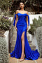 Fitted Off Shoulder Gown by Cinderella Divine CD943