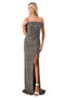 Sleek Metallic Slit Elegance Gown - Coya D574