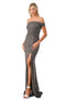 Sleek Metallic Slit Elegance Gown - Coya D574