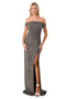 Sleek Metallic Slit Elegance Gown - Coya D574