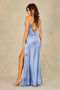 Adora 3102: Fitted Satin Gown with Corset, Cowl Neck, and Slit