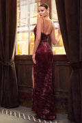 Fitted Sequin Gown by Cinderella Divine CH180