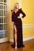 Adora 3105: Fitted Long Sleeve Sequin Gown with Slit