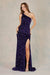 Adora 3067: Fitted Sequin One Shoulder Gown with Slit