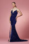 Sequin Fitted Velvet Gown by Nox Anabel R433