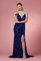 Sequin Fitted Velvet Gown by Nox Anabel R433