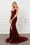 Sequin Fitted Velvet Gown by Nox Anabel R433