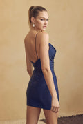 Juliet 867: Fitted Short Dress with Rhinestone Cowl