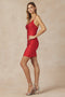 Juliet 876: Fitted Short Dress with Rhinestone V-Neck