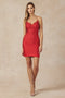 Juliet 876: Fitted Short Dress with Rhinestone V-Neck