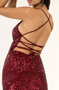Elizabeth K GS1909: Fitted Short Sequin Dress with Corset Back