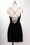 Coya D626: Sleek V-Neck Sequin Fitted Mini Dress
