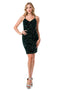 Coya D626: Sleek V-Neck Sequin Fitted Mini Dress