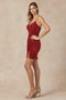 Juliet 865: Fitted Short Sequin Velvet Dress