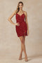 Juliet 865: Fitted Short Sequin Velvet Dress