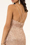 Elizabeth K GS1910: Fitted Short Sequin Dress with Strappy Back