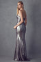 Metallic Fitted Strapless Gown by Juliet 222