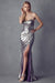 Metallic Fitted Strapless Gown by Juliet 222
