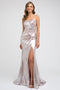 Metallic Fitted Strapless Gown by Juliet 222